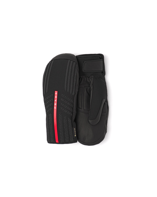 Prada Gore-tex, Leather And Knit Ski Mittens Black | 98YAUCXWS