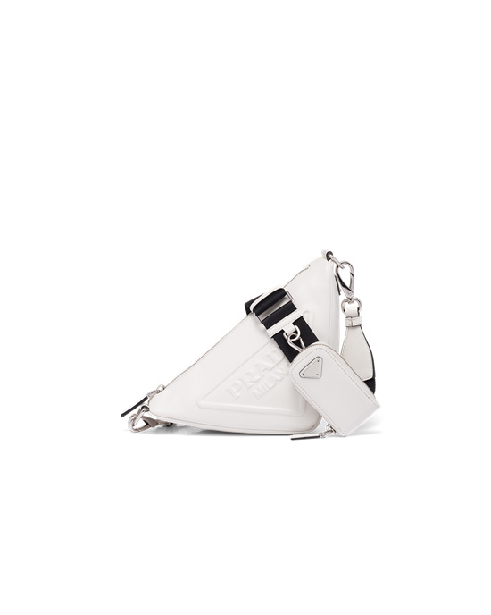 Prada Leather Prada Triangle Shoulder Bag White | 23EAOXIHY