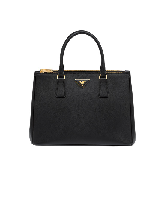 Prada Prada Galleria Saffiano Leather Large Bag Black | 93FVERDIG