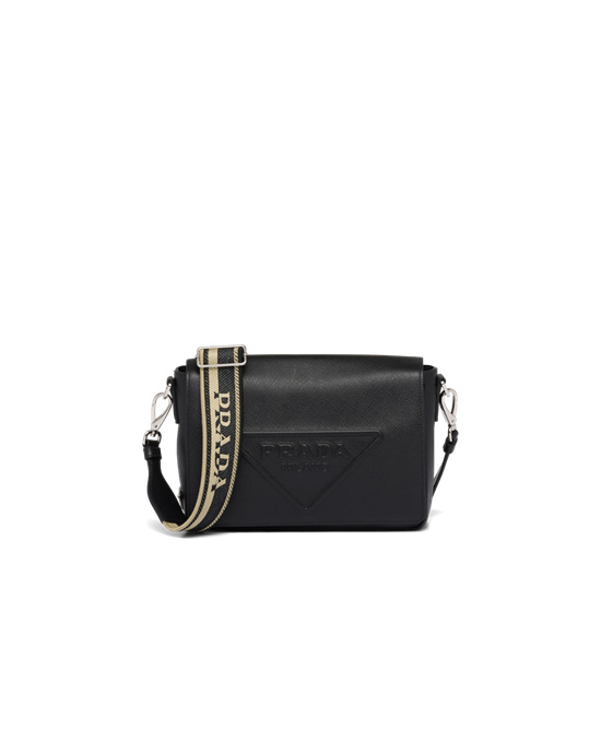 Prada Saffiano Leather Shoulder Bag Black | 65MDRKBIS