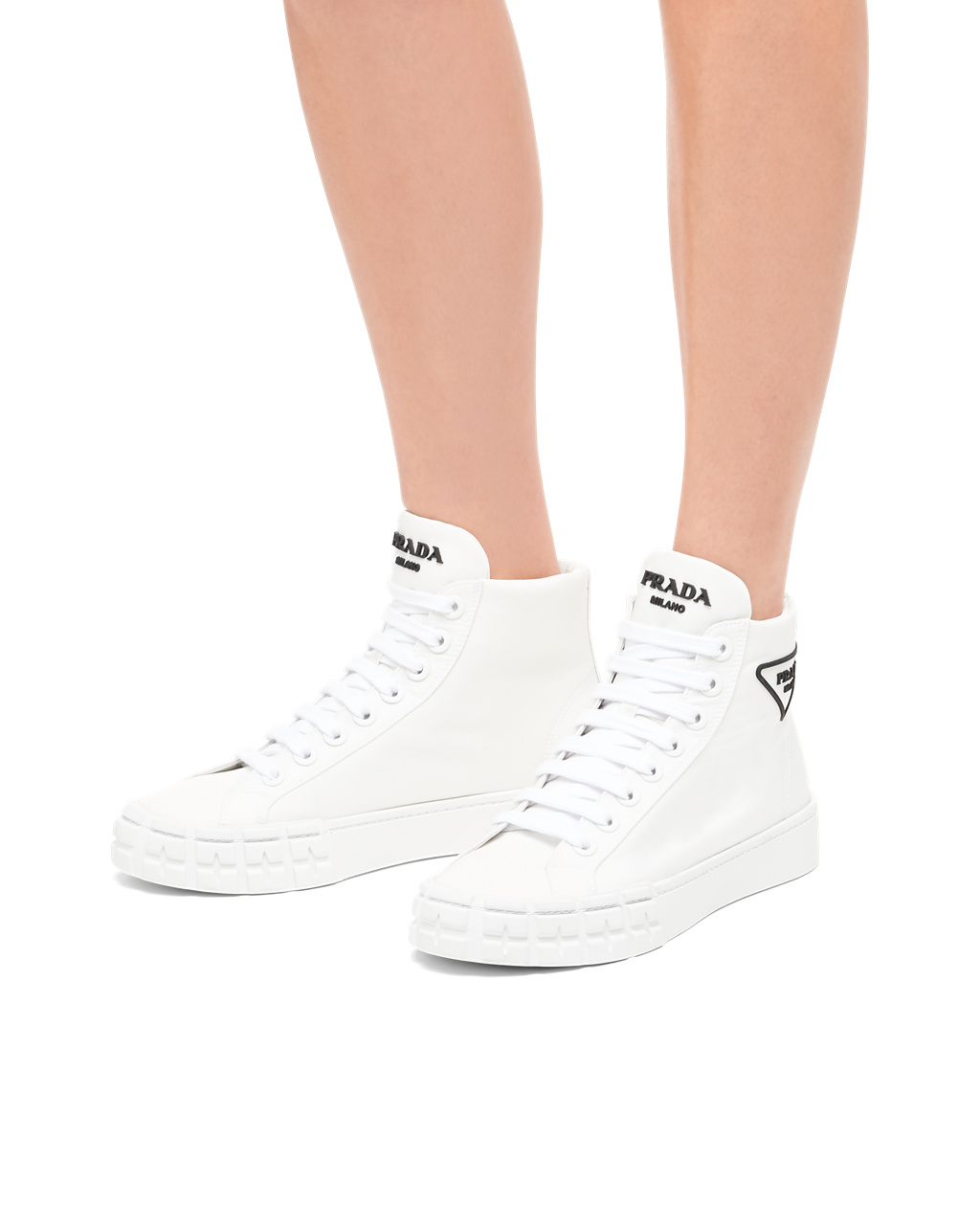 Prada Wheel Re-nylon Gabardine Sneakers White | 17FKHYNIV