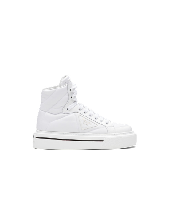 Prada Prada Macro Re-nylon And Brushed Leather High-top Sneakers White | 58RLHMKGU
